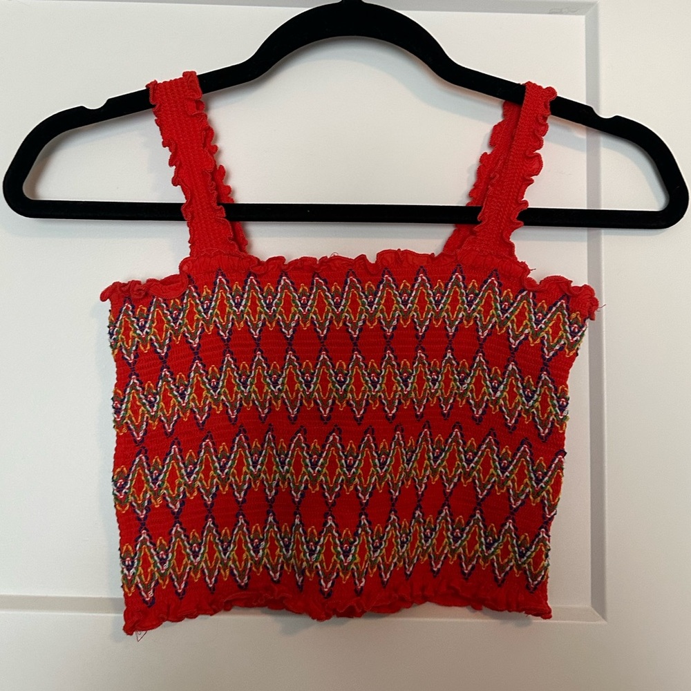 Orange Ruched Crop Top